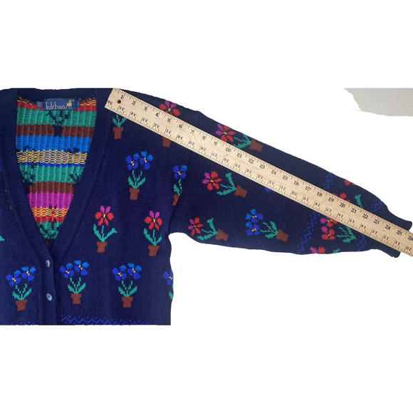 Vintage Tulchan Cardigan Womens Medium Pure Wool Floral Cottagecore Twee Sweater - Picture 6 of 8